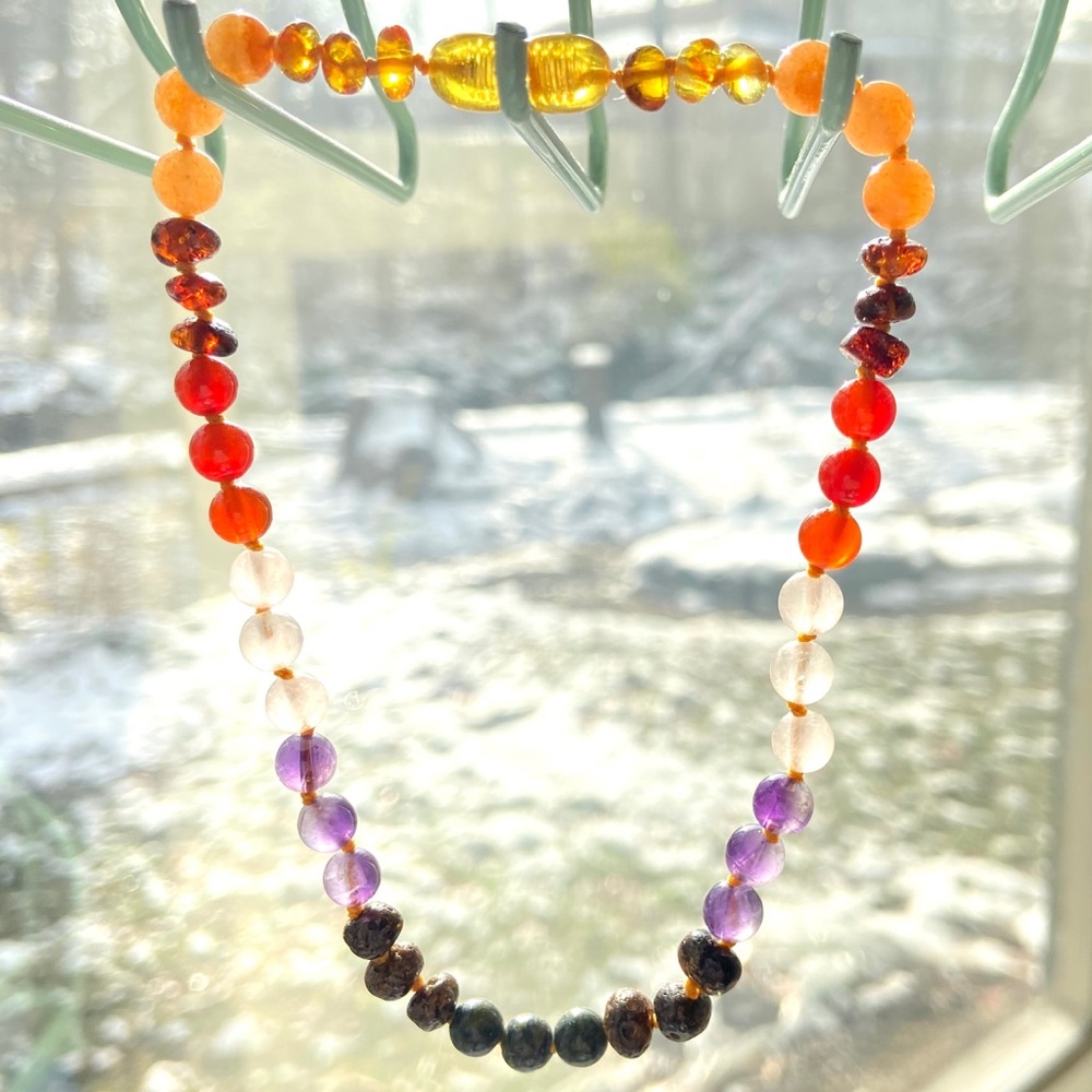 Gemstone Rainbow Amber Necklace